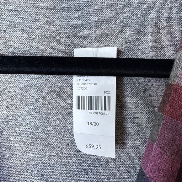 NEW NWT Lane‎ Bryant Classic Faux-Wrap Plaid Top 18/20 Purple Surplice Peplum - Picture 6 of 8